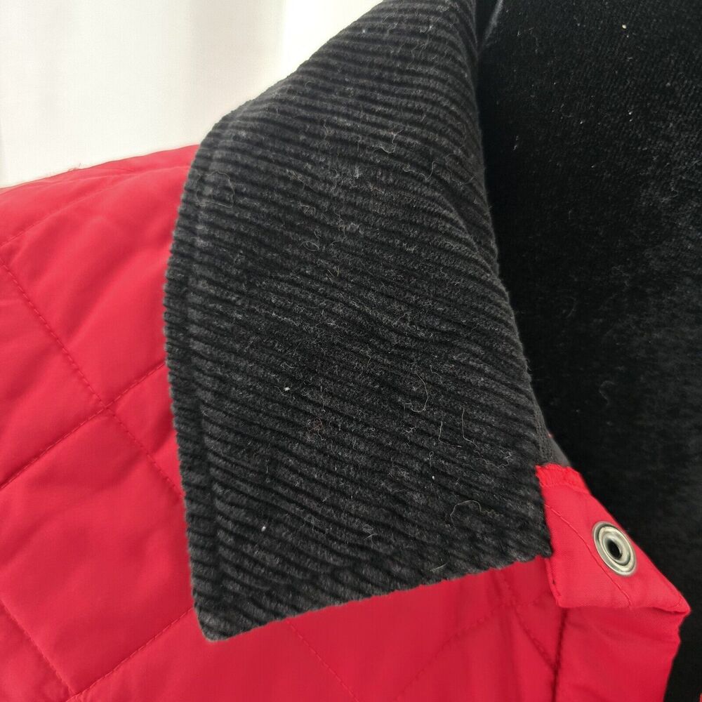 Barbour Red Quilted Jacket with Black Collar - Picture 5 of 13